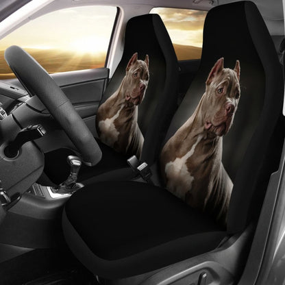 Dark Grey Pit Bull Black Car Seat Covers