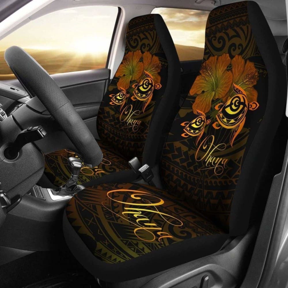 Hawaii Turtle Ohana Hibiscus Poly Car Seat Covers - Yellow - New Awesome