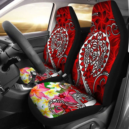 Polynesian Car Seat Covers - Turtle Plumeria Red Color -
