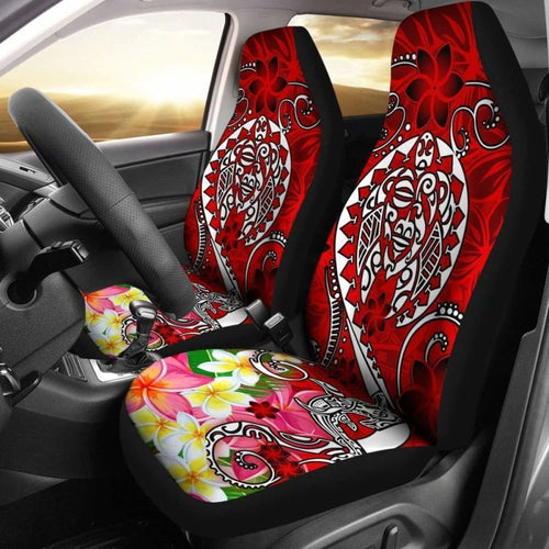 Polynesian Car Seat Covers - Turtle Plumeria Red Color -