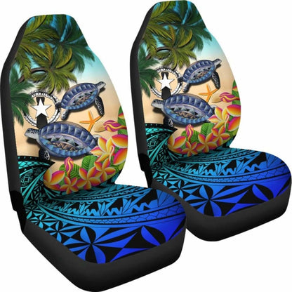 Northern Mariana Islands Car Seat Covers - Polynesian Turtle Coconut Tree And Plumeria Amazing