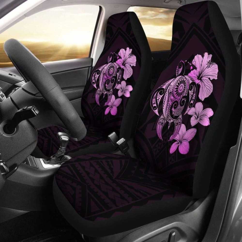 Hibiscus Plumeria Mix Polynesian Pink Turtle Car Seat Covers - New - Awesome
