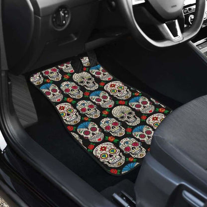 Set Pcs Floral Sugar Skull Day Of The Dead Skull Car Seat Covers