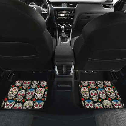 Set Pcs Floral Sugar Skull Day Of The Dead Skull Car Seat Covers