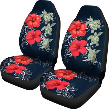 Hawaii Deep Blue Hibiscus Turtle Car Seat Covers -