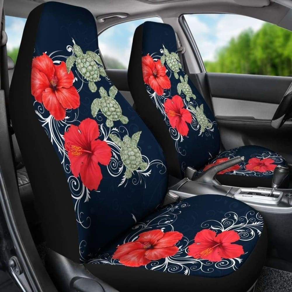 Hawaii Deep Blue Hibiscus Turtle Car Seat Covers -