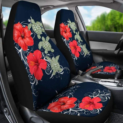 Hawaii Deep Blue Hibiscus Turtle Car Seat Covers -