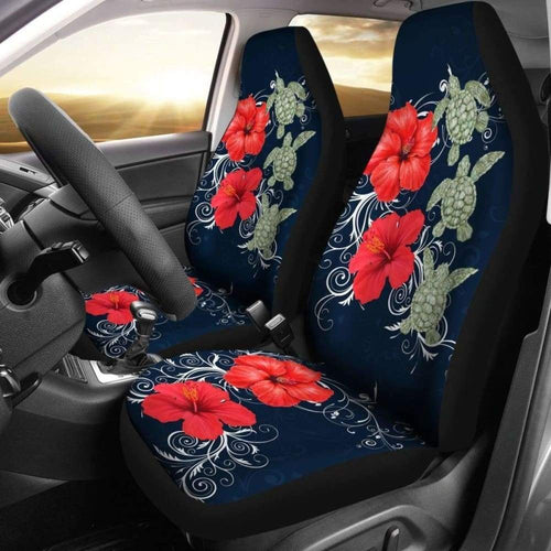 Hawaii Deep Blue Hibiscus Turtle Car Seat Covers -