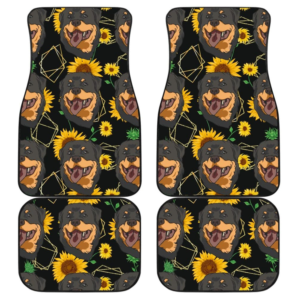 Paws With Rottweiler Sunflower Print Car Floor Mats