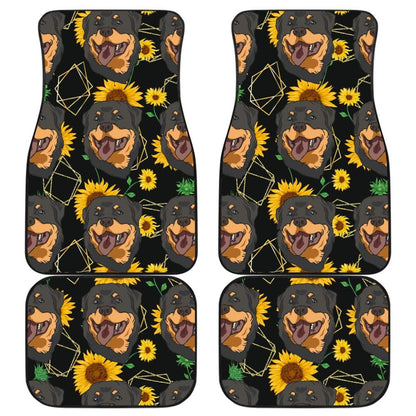 Paws With Rottweiler Sunflower Print Car Floor Mats