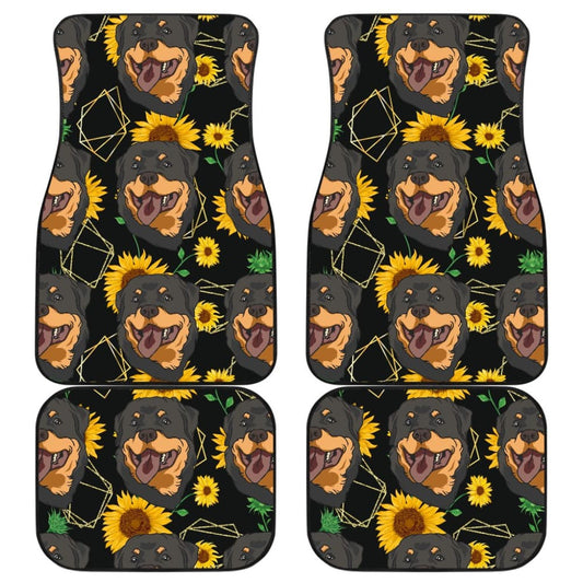 Paws With Rottweiler Sunflower Print Car Floor Mats