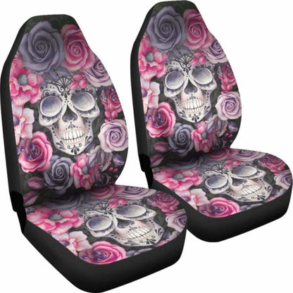 Set Sugar Skull Car Seat Cover Day Of The Dead