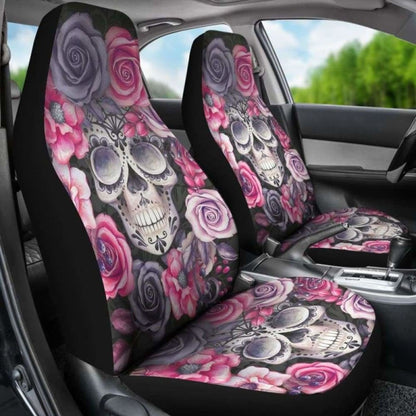 Set Sugar Skull Car Seat Cover Day Of The Dead