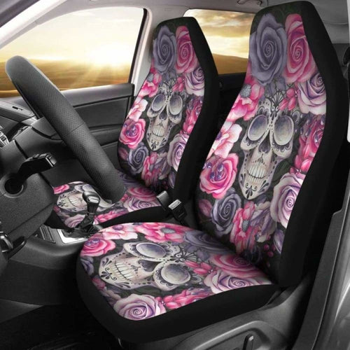 Set Sugar Skull Car Seat Cover Day Of The Dead