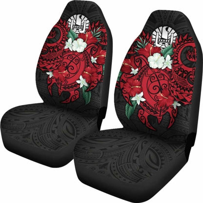 Tahiti Polynesian Car Seat - Coat Of Arms With Hibiscus And Sea Turtle (Red) - Amazing
