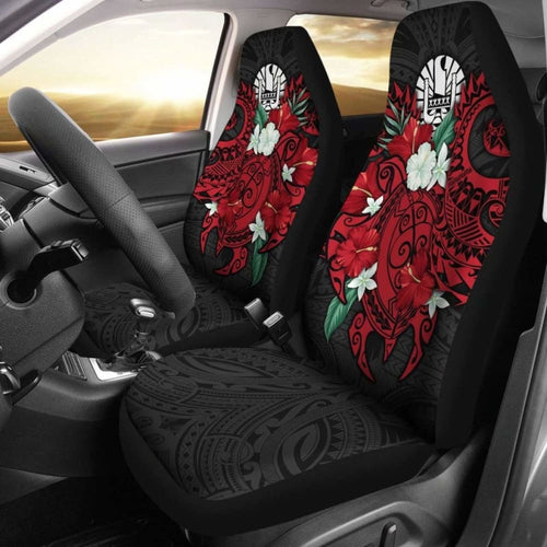 Tahiti Polynesian Car Seat - Coat Of Arms With Hibiscus And Sea Turtle (Red) - Amazing