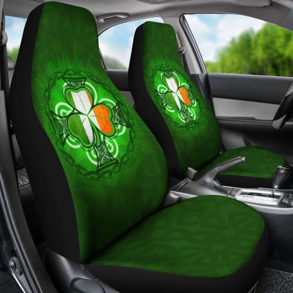 Ireland Car Seat Cover - Shamrock With Celtic Cross -
