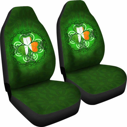 Ireland Car Seat Cover - Shamrock With Celtic Cross -