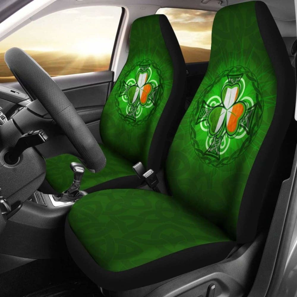 Ireland Car Seat Cover - Shamrock With Celtic Cross -