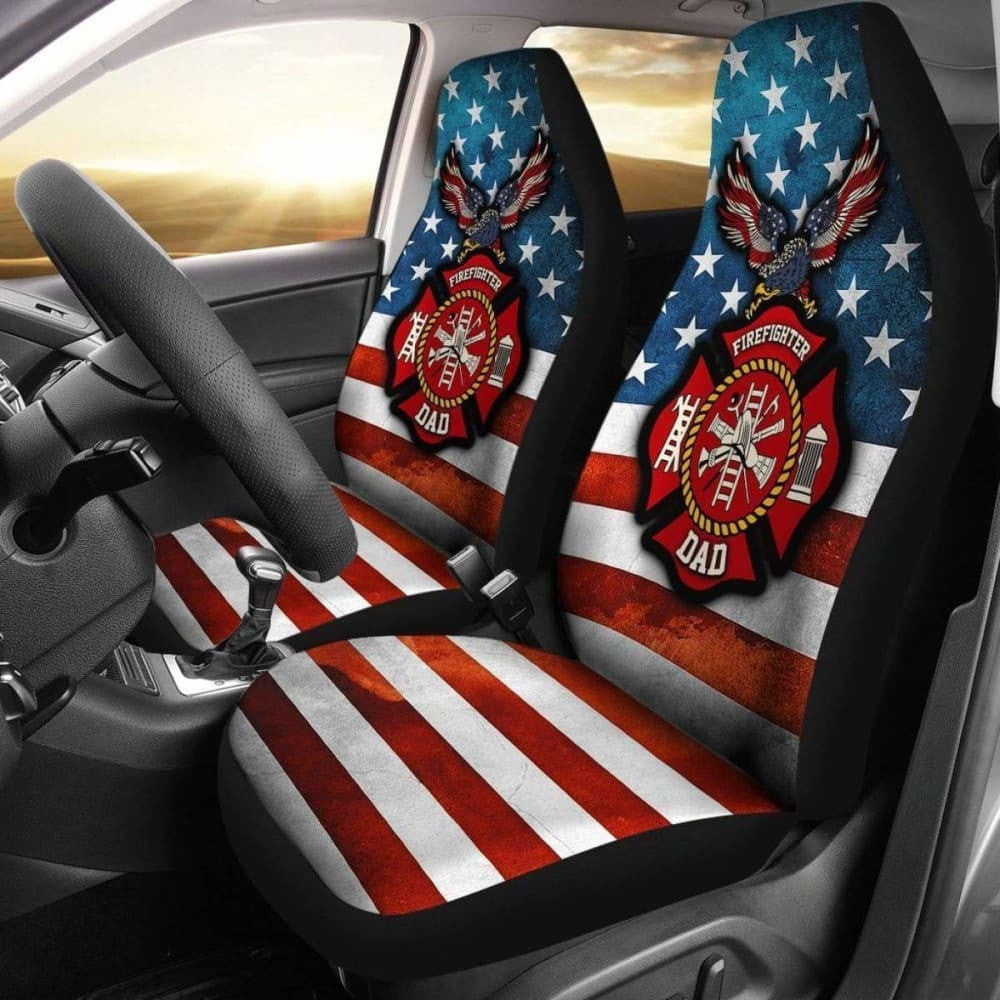 Firefighter Dad American Flag Car Seat Covers Gift Amazing
