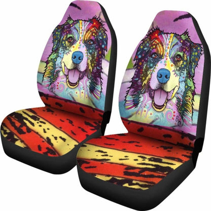Australian Shepherd Design Car Seat Covers Colorful Back