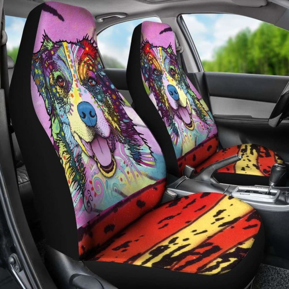 Australian Shepherd Design Car Seat Covers Colorful Back