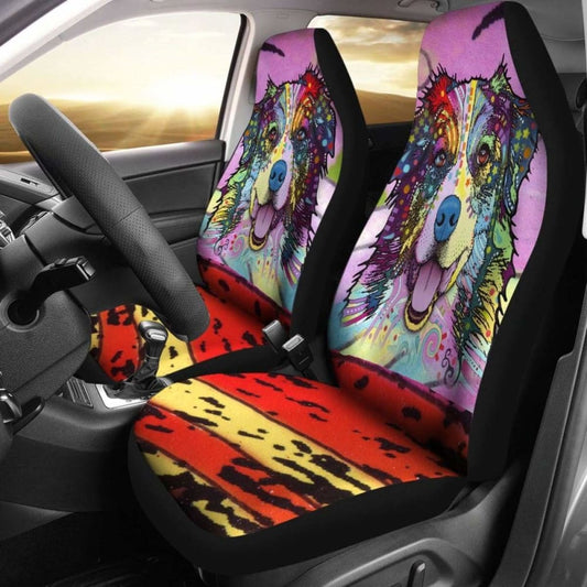 Australian Shepherd Design Car Seat Covers Colorful Back
