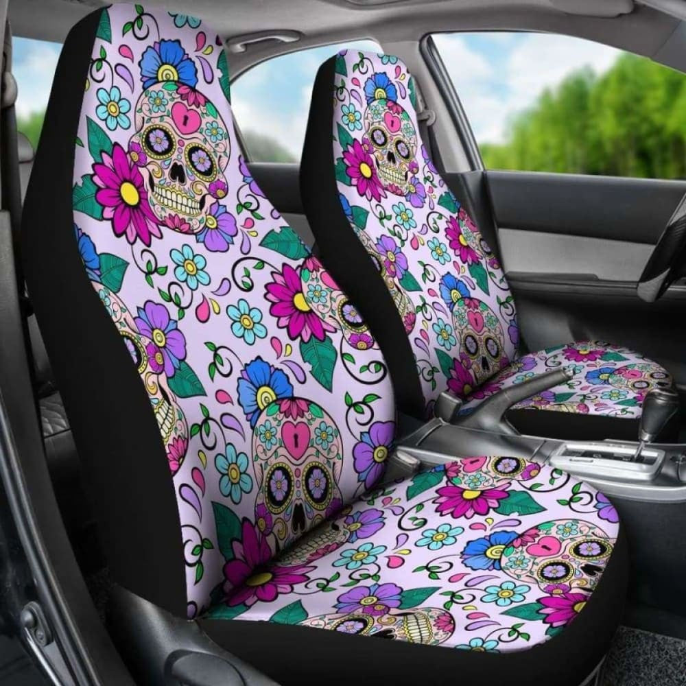 Set Of - Sugar Skulls - Car Seat Covers