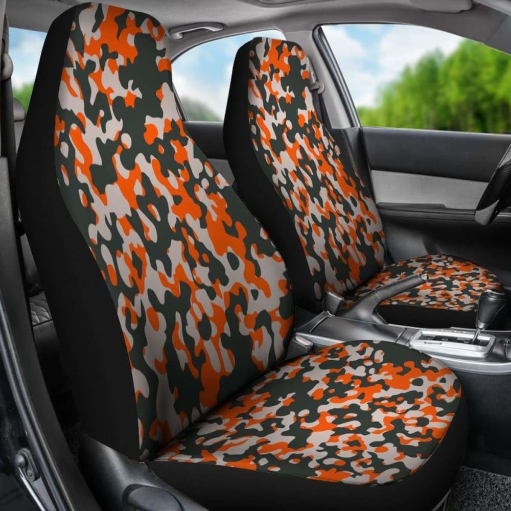 Orange Camo Military Inspired Car Seat Covers Set Of