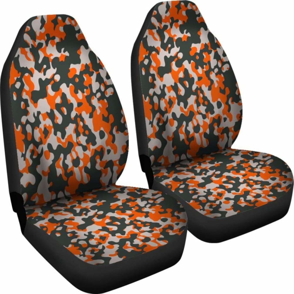Orange Camo Military Inspired Car Seat Covers Set Of
