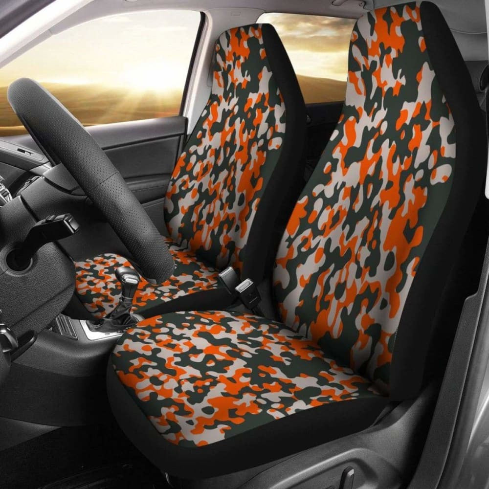 Orange Camo Military Inspired Car Seat Covers Set Of