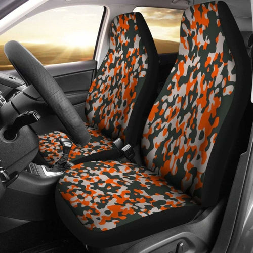 Orange Camo Military Inspired Car Seat Covers Set Of
