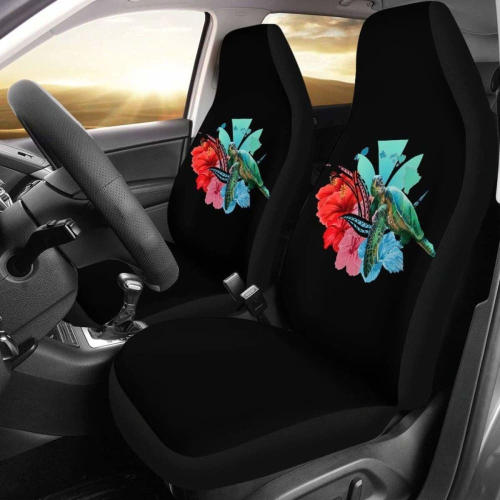 Hawaii Map Kanaka Sea Turtle Hibiscus Car Seat Covers - New - Blue Pink -