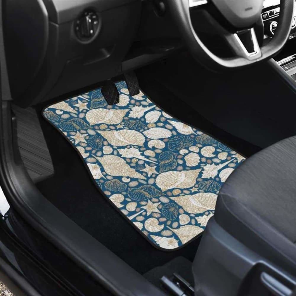 Shell Polynesian Tribal Design Pattern Front And Back Car Mats