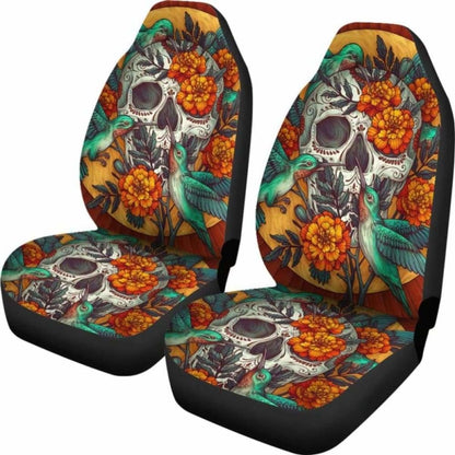 Set Of Beautiful Sugar Skull Car Seat Covers