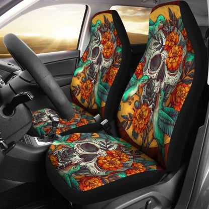 Set Of Beautiful Sugar Skull Car Seat Covers