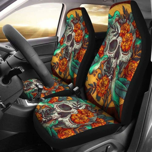 Set Of Beautiful Sugar Skull Car Seat Covers