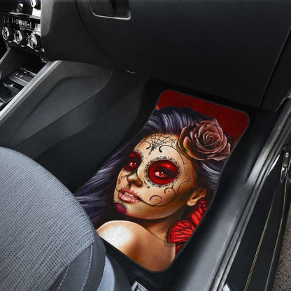 Calavera Girl - Red - Front and Back Car Floor Mats