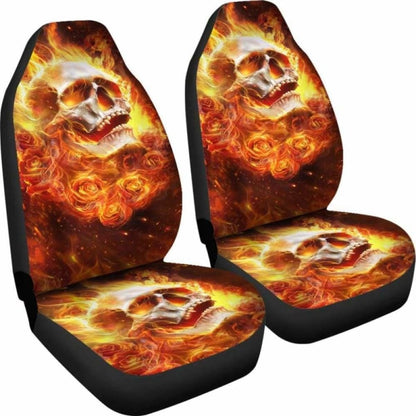 Set Pcs Flaming Skull Fire Skull Seat Cover Sugar Skulls