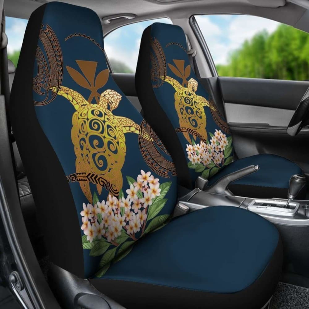 Hawaii Turtle Plumeria Polynesian Kanaka Map - Blue Style - Car Seat Cover New Awesome