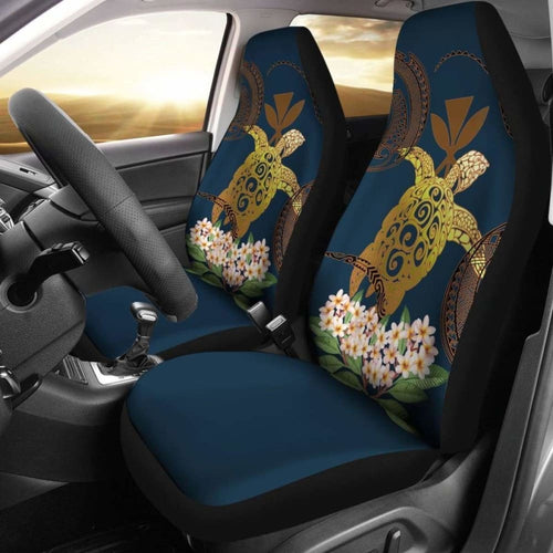 Hawaii Turtle Plumeria Polynesian Kanaka Map - Blue Style - Car Seat Cover New Awesome