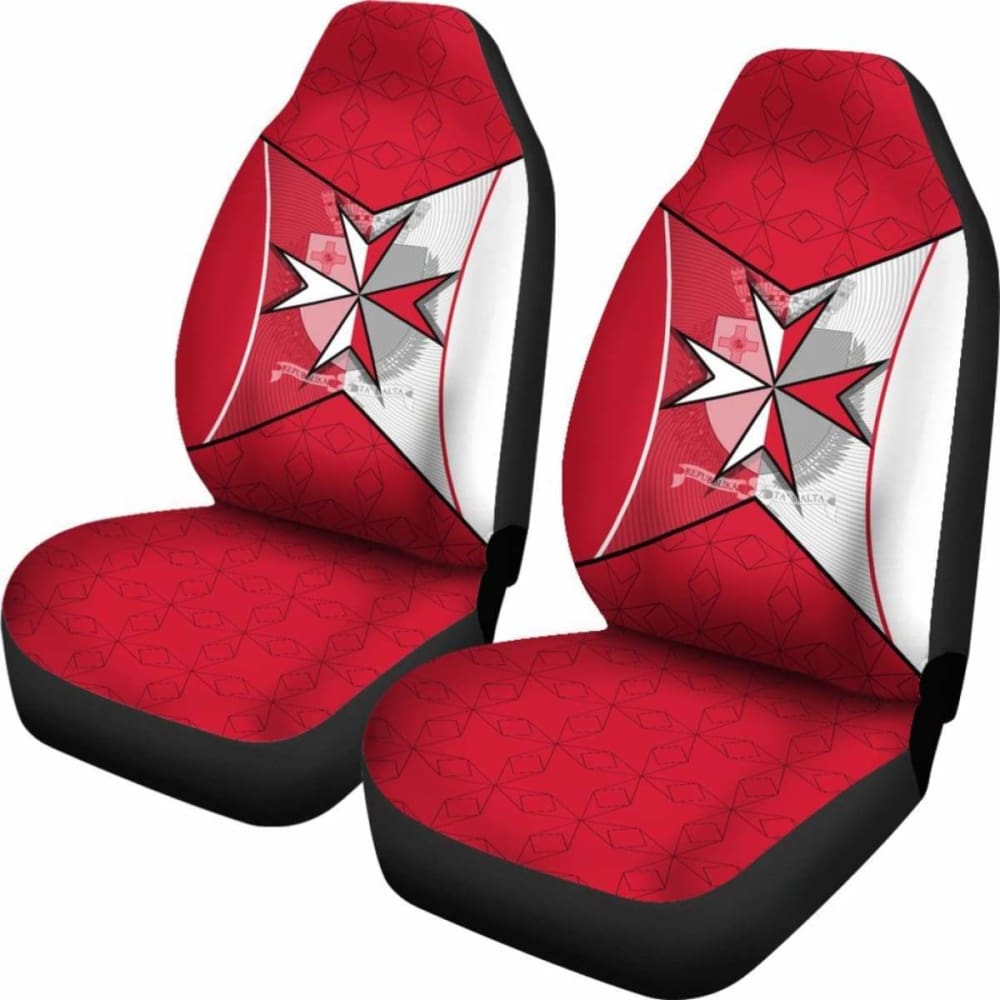 Malta Car Seat Covers - Maltese Cross With Flag Color -