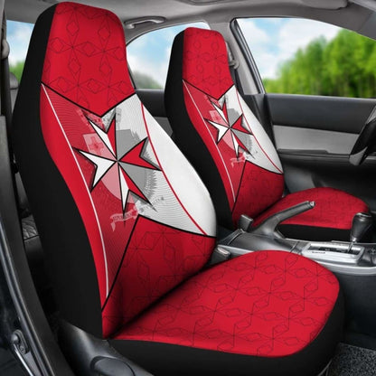 Malta Car Seat Covers - Maltese Cross With Flag Color -