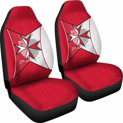 Malta Car Seat Covers - Maltese Cross With Flag Color -