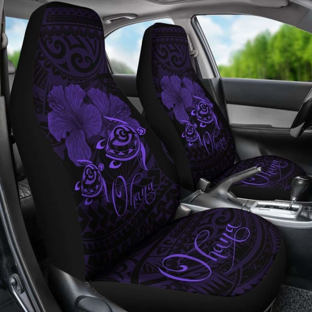 Hawaii Turtle Ohana Hibiscus Poly Car Seat Covers - Purple - New Awesome