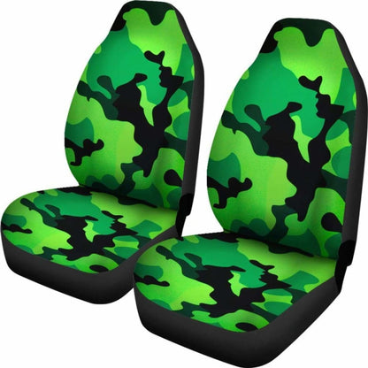 Neon Green Military Camo Inspired Car Seat Covers Set Of
