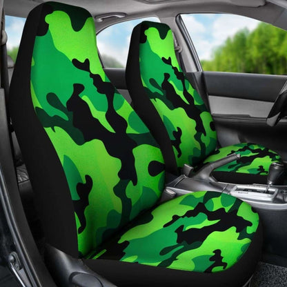 Neon Green Military Camo Inspired Car Seat Covers Set Of