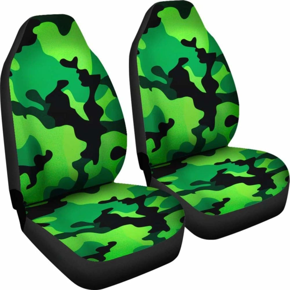 Neon Green Military Camo Inspired Car Seat Covers Set Of