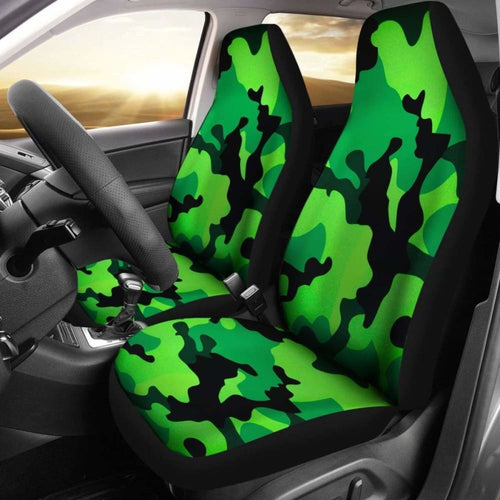 Neon Green Military Camo Inspired Car Seat Covers Set Of