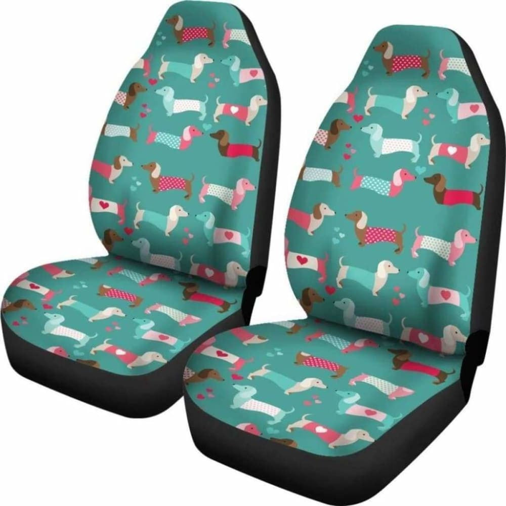 Dachshund Pattern In Blue Color Car Seat Covers